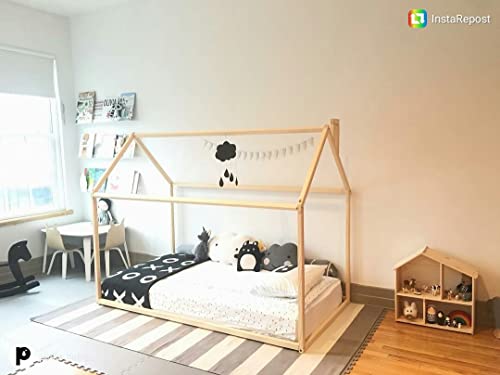 Montessori Bed House Bed Frame, Teepee Bed Wood Bed Frame Montessori Furniture Children Bed, Toddler Bed, Paltform Bed, House Shaped Bed With Slats #TOP4