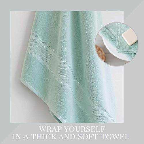 Luzia 8 Piece Towel Set - 100% Turkish Cotton, Premium Quality - 2 Bath Towels 2 Hand Towels And 4 Washcloths (Glacier Green) #TOP7
