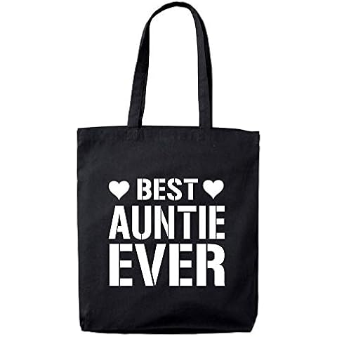 Lolmugs Best Auntie Ever 100% Cotton Black 38x42cm Tote Bag Cover