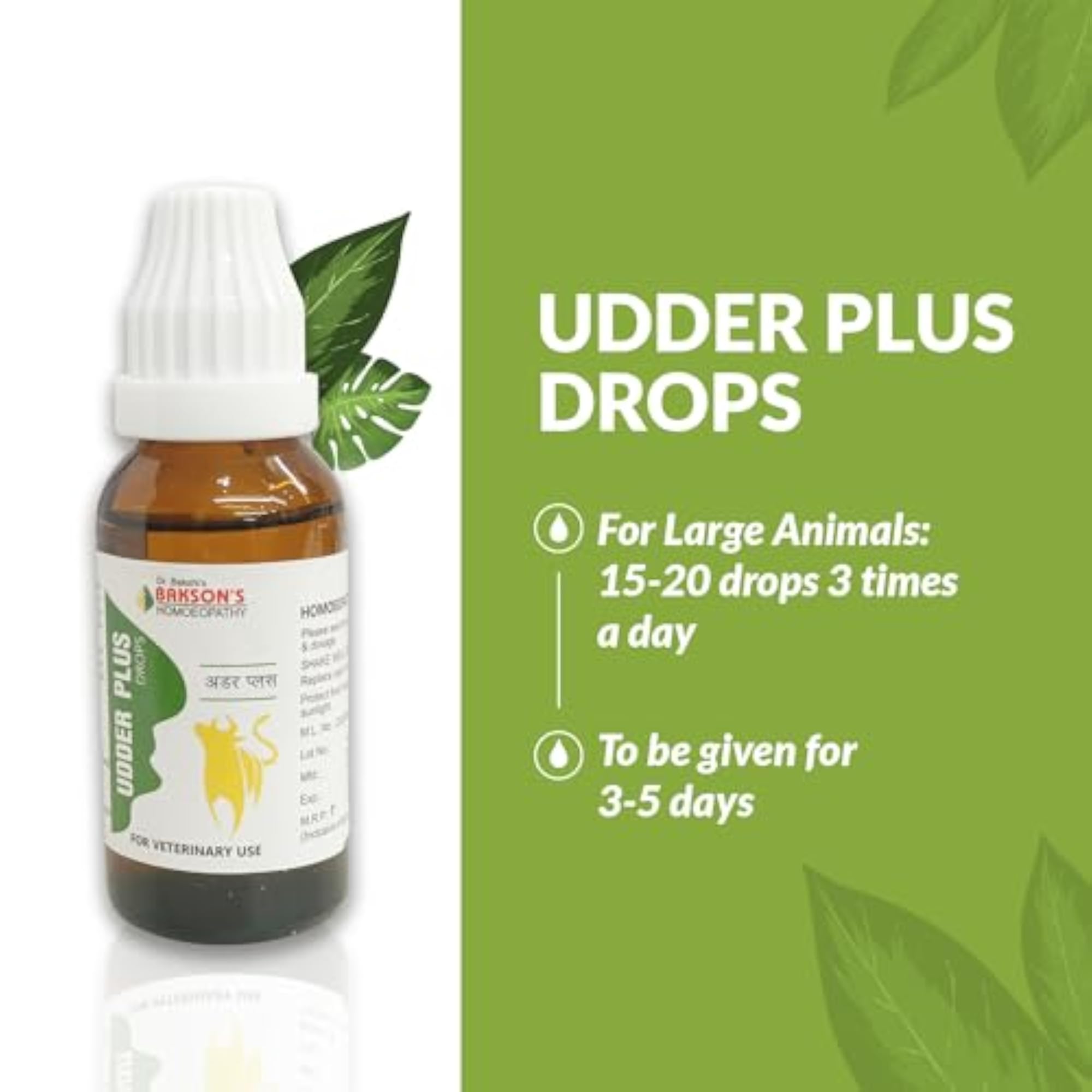 Bakson Veterinary Udder Plus Drops 30 ml for Animal Health