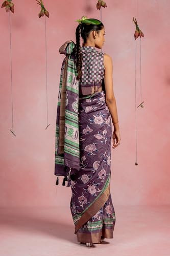 Image of MIRCHI FASHION Saree for Woman | Art Silk Floral Printed Ethnic Occasional Sari with Blouse