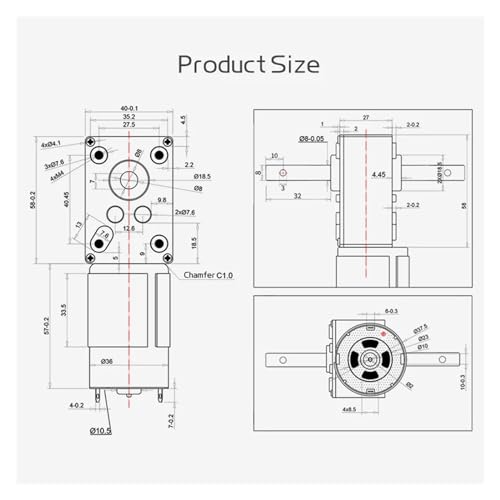 Moteur courant continu 12V arbre 32mm résistant à commutation - 2