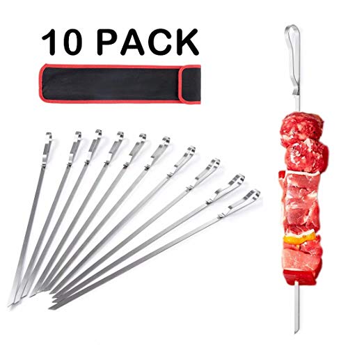 Beslands - Pinchos para barbacoa (10 unidades, acero inoxidable, 45 cm)