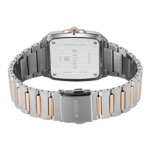 Image of Titan Classique sleekfit with Quartz Analog 2 Hands + Date@3H Silverwhite Dial Silver+Rose Gold Stainless Steel Strap Watch for Men - 90260KM01