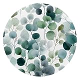 Mouse Pad, Mousepad for Women, 10’’ x 10’’ Round Desk Pad Non-Slip Rubber Base, Office Home Laptop Accessories, Watercolor Mint Green Gray Sage Dusty Blue Eucalyptus Selection