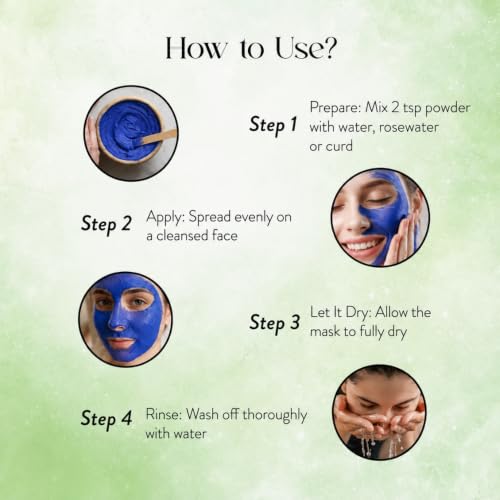 Image of Moroccan Nila Powder For Face - 100% Natural Blue Powder for Skin Brightening, Tan Removal & Detox | Traditional Moroccan Hammam Beauty Treatment For Face & Body Care - 50g