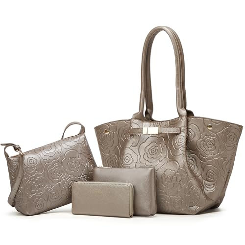 Image of Women Fashion Handbags Wallet Tote Bag Shoulder Bag Top Handle Satchel Purse Set 4pcs