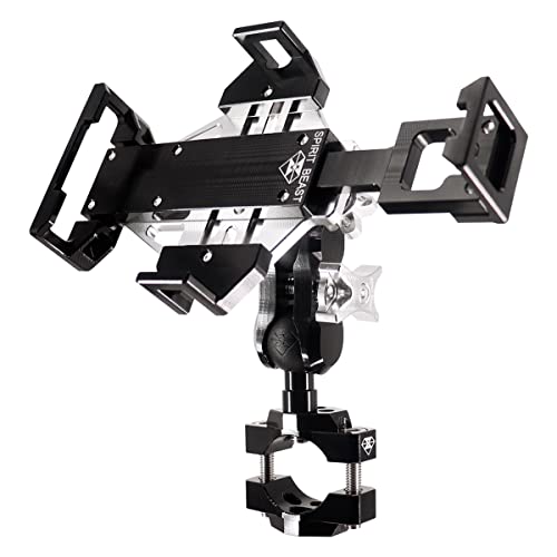 WINDFRD Rock Solid Metal Motorcycle Phone Mount, Aluminum Cell Phone Holder, Sturdy and Anti-Theft, Compatible with Harley Davidson and Most Motorcycle Handlebars (Silver ＆ Black)