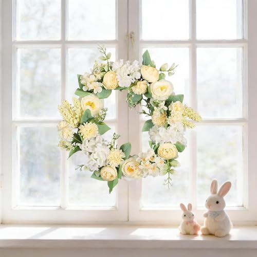 Corona de flores artificiales con luces para decorar rincones oscuros sin mantenimiento 4