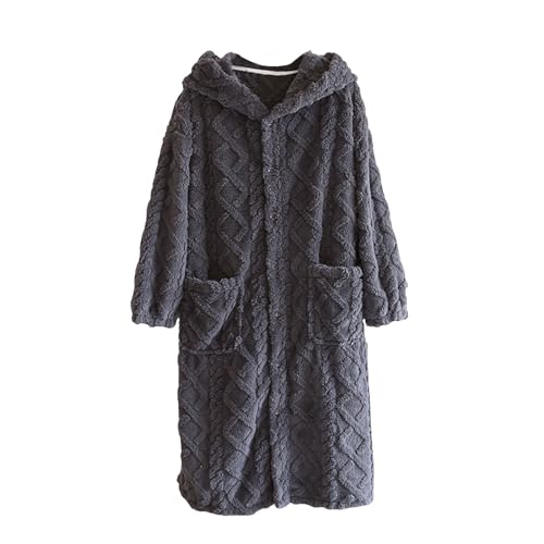 Peignoir homme flanelle zippé robe de chambre chaude et pyjama ample d'hiver