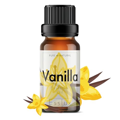 Image of Esslux Vanilla Essential Oil - 100% Pure Natural Oleoresin for Diffuser & Skin | Long-Lasting Aroma for Relaxation & Sweet Scent | Therapeutic Grade Oil for Soap Making & DIY - 10 ML