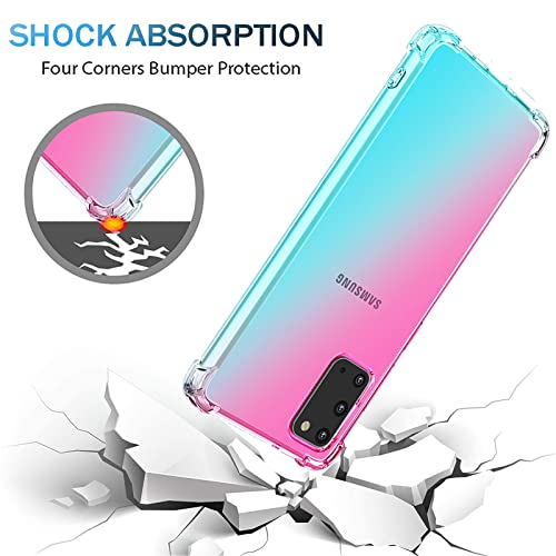 Oeurvqo For Galaxy S20 5G Samsung S20 5G Case Clear Cute Gradient Colorful Design Slim Phone Case Soft Tpu Cover Shockproof Bumper Anti-Scratch Protective For Samsung Galaxy S20 5G (Pink Green) #TOP5