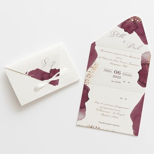 PV Grafik® 15 Partecipazioni Matrimonio Personalizzate, Inviti Matrimonio a Busta,