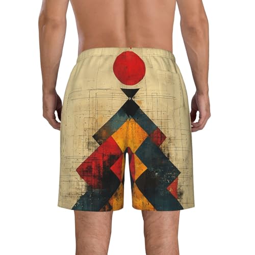Men's Beach Shorts Board Casual Quick Dry Swim Trunks Holiday - Geometry Mid Century Sun Vintage3