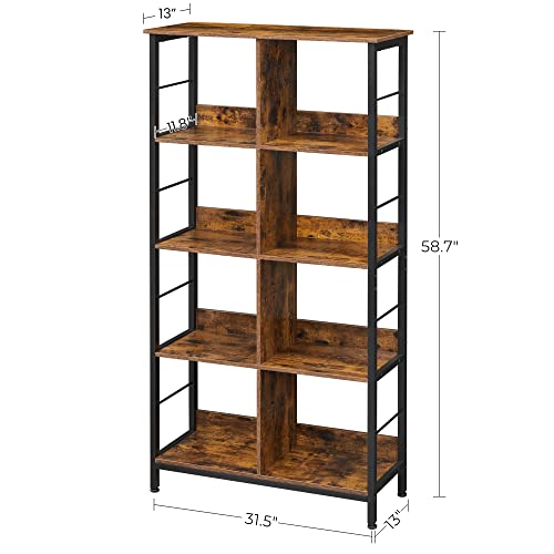 Vasagle Industrial 8-Compartment Bookshelf, 4-Tier Bookcase With 8 Open Slots, Display Storage Rack, For Office, Living Room, Bedroom, 31.5 X 13 X 58.7 Inches, Rustic Brown And Black Ulls105B01 #TOP2
