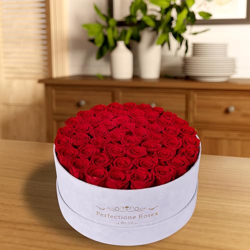 50 Piece Roses in a Velvet Box, Flowers for Delivery, Presereved Flowers Birthday Gifts for Women Mom and Wife (Red) - Image 3