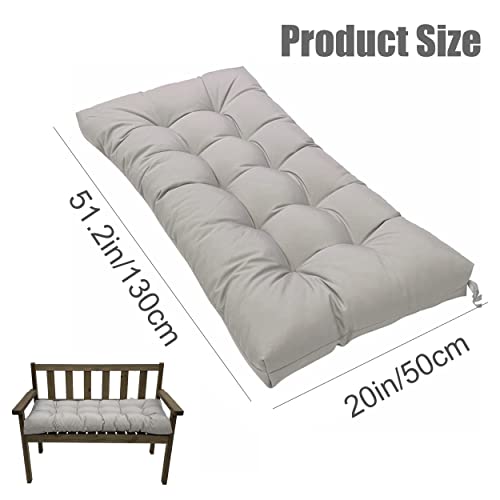 Outdoor Indoor Bench Cushion, 51.2In Waterproof Swing Cushion, Garden Bench Seat Cushion, Swing Chair Replacement Seat Pads Cushion Pillow For Lounger Garden Furniture Patio Metal Wooden Bench (Gray) #TOP2