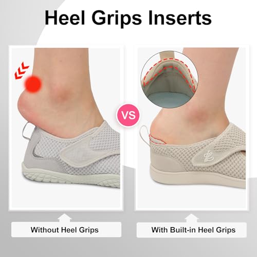 Image of LeIsfIt Wide Toe Box Diabetic Shoes for Women Zero Drop Barefoot Sneakers Breathable Adjustable for Edema Swollen Feet & Seniors