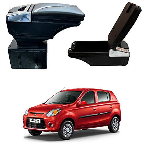 Image of Oshotto PU Leather AR-02 Car Armrest Console Box Compatible with Maruti Suzuki Alto 800 - Black