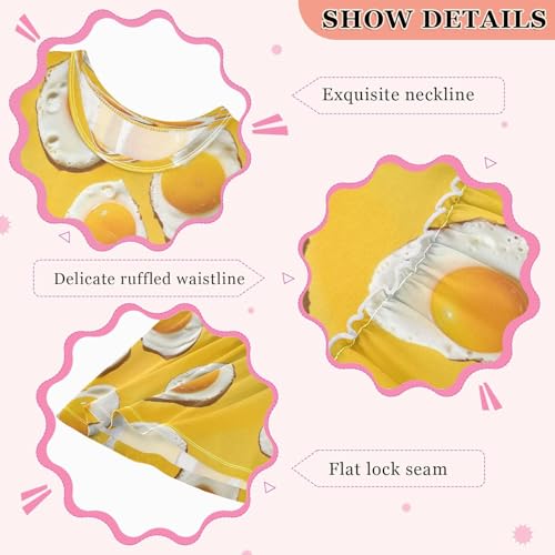 ALAZA Fried Egg Yellow Girls Toddler Casual Dress for Summer Sleeveless Dresses Sundress 2-8 Years3
