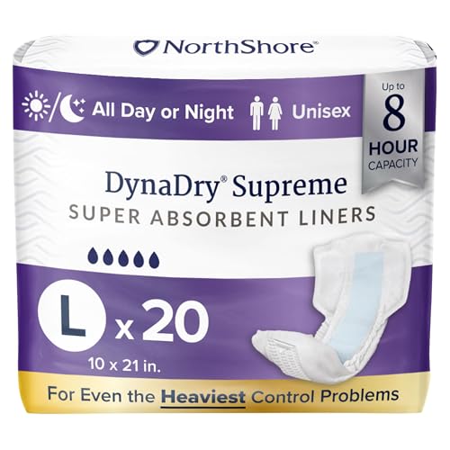 NorthShore DynaDry Supreme Heavy-Duty Incontinence Liners Large 20 Count