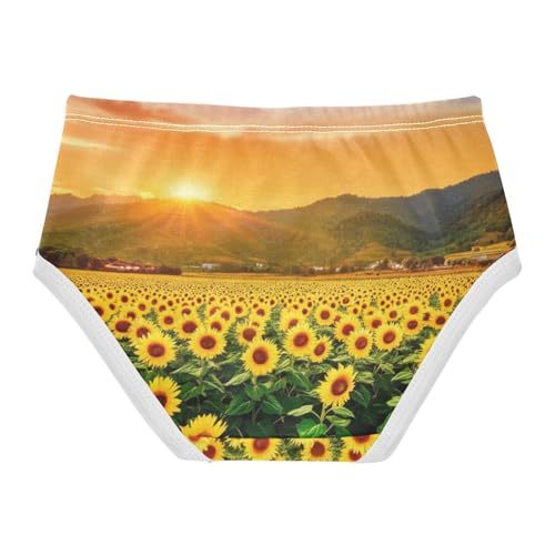 Toddler Underwear Custom 2t Cotton Panties for Girl Durable Briefs Girls Undies Sunflowers Field Sunset Yellow2
