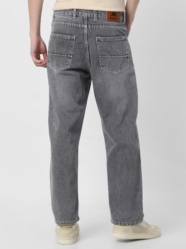 Image of Neostreak Men's Loose Baggy Fit Heavy Washed Jeans Non-Stretchable