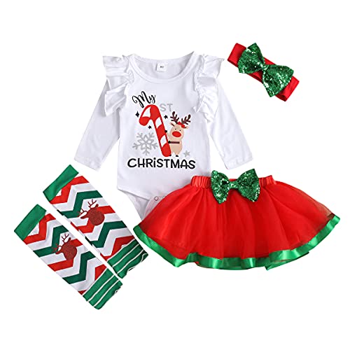 Bodysuit+Tutu Skirt+Leg Warmers+Bow Headband Christmas Outfits Set