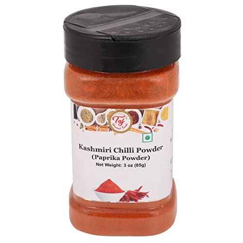 kashmir chili - TAJ Kashmiri Chili Powder, (Deggi Mirch, Lal Mirch, Chilly Powder) (Mild Hot), 3oz (85g)