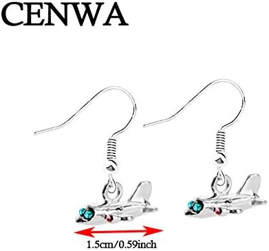 CENWA Tiny Airplane Earrings Aircraft Zircon Pendant Earrings Flight Attendant Jewelry Pilot Gifts for Aviation Traveler Flight Attendant - Image 2