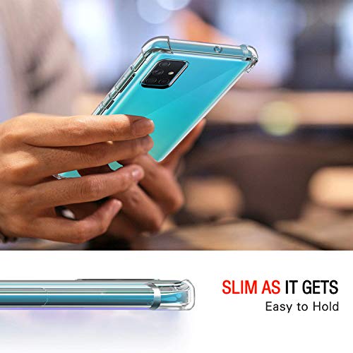 Image of Lustree Back Cover Transparent Case Compatible with Samsung Galaxy A71 | Clear + TPU Case with 4 Corner Air Cushion Protection & Camera Protection | Slim& Stylus Cover