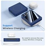 HWeggo Etui do Galaxy Z Flip 7 z osłoną ekranu antyszpiegowską [kompatybilna z MagSafe], solidna podstawka, bezprzewodowe ładowanie, etui do Samsung Galaxy Z Flip 7 5G, niebieskie