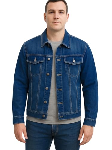 Jaqueta Jeans Básica Masculina (BR, Alfa, GG, Regular, Regular, Azul)