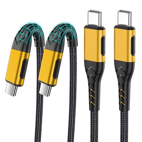 Image of Durcord USB C to USB C Cable, 2Pack 100W 6ft USB C Charger Cable Fast Charging for Android /Phone /Pad, Type C to Type C Charger Braided USB Cable Compatible with Phone 16 /15 Pro Plus Max Gold
