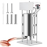 JustSmart Electric Sausage Stuffer, 10 L, 22 LBS Vertical Meat Stuffer, Infinitely Adjustable Speed, Stainless Steel Upright Sausage Stuffing Machine, 5 Stuffing Tubes for Home, Commercial