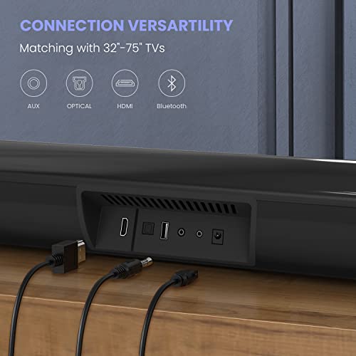 Bestisan Sound Bar, Soundbar Wired And Wireless Bluetooth 5.0 Hdmi-Arc Speaker For Tv (28 Inches, Hdmi-Arc Connection, Optical Cable Included, Dsp, Bass Adjustable, Wall Mountable) #TOP3