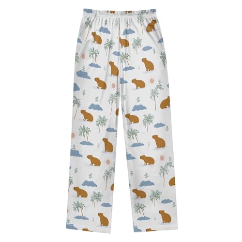 ALAZA Capybara Palm Tree Sun Cloud Pajama Lounge Pants Long Sleep Pajama Bottoms with Pockets2