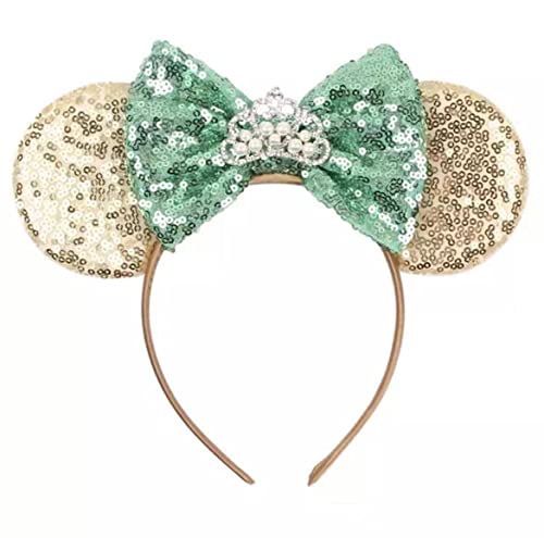 CLGIFT Rose gold Minnie Ears,Pick your color, Iridescent Minnie Ears, Silver gold blue minnie ears, Rainbow Sparkle Mouse Ears,Classic Red Sequin Minnie Ears (Tiana)