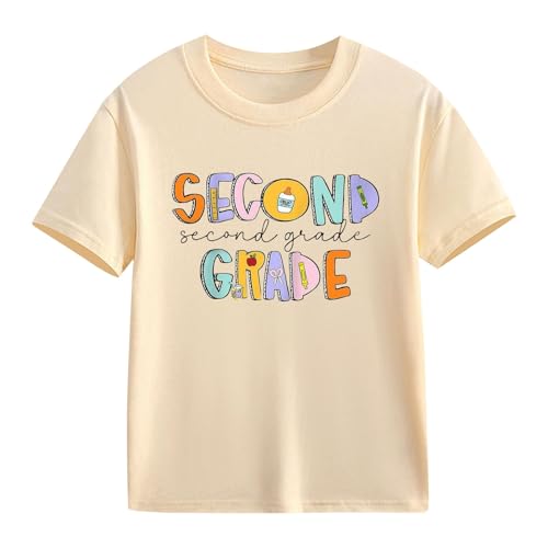 Second Grade Shirts for Girls Boys Student Back to School T Shirt Kids First School Day Clothes Short Sleeve Tops2