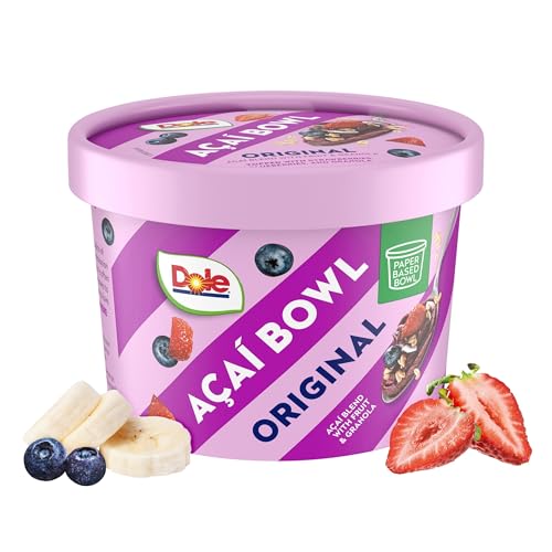 Dole Frozen Acai Bowl Original - Acai Blend with Fruit and Granola Topping - Paper-Based Bowl - 6 oz