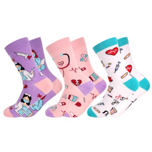 3 pares de calcetines de enfermera, regalos divertidos para enfermeras, regalo para enfermeras, calcetines personalizados divertidos para enfermeras, regalo divertido y alegre para Navidad 3 pares de calcetines de enfermera, regalos divertidos para enfermeras, regalo para enfermeras, calcetines personalizados divertidos para enfermeras, regalo divertido y alegre para Navidad