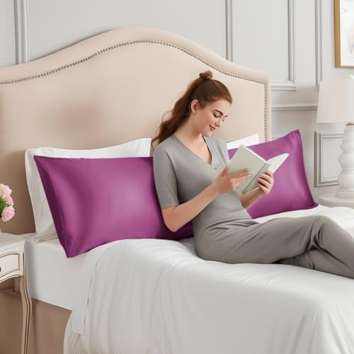 Image of INFIIXSO Silk Pillowcase Purple 20 inchx54 inch