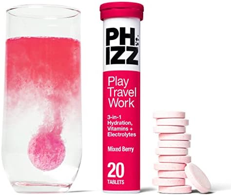 Phizz Electrolyte Multivitamin Hydration Tablets - 18 Vitamins & Minerals, Energy Boost (Mixed Berry, 20 Tablets)
