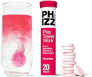 Phizz Electrolyte Multivitamin Hydration Tablets - 18 Vitamins & Minerals, Energy Boost (Mixed Berry, 20 Tablets)