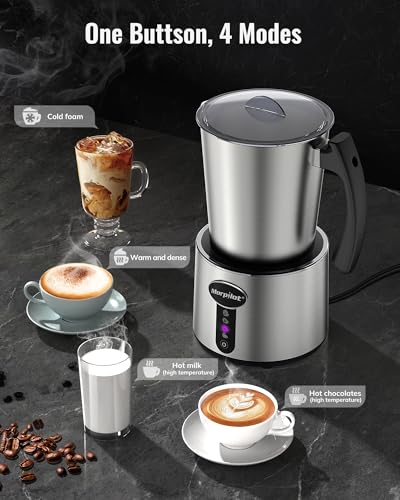 Milk Frother Electric 4 in 1 - Automatic Milk Frothers 500ml Milk Steamer and Warmer Stainless Steel Milk Heater Hot & Cold Milk Foamer for Latte Coffee Chocolate