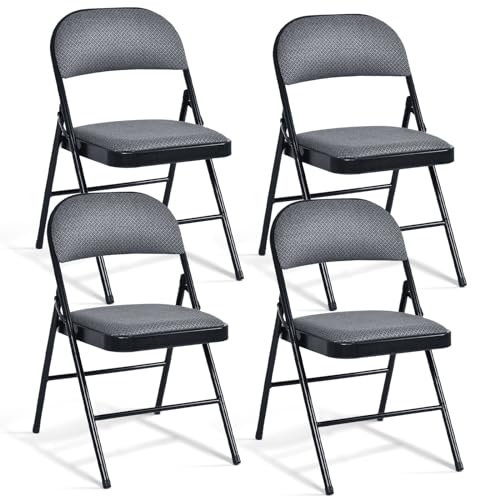 Recopilación de Sillas plegables de tela los más solicitados. 49 OFFICEJOY - Juego de 4 sillas Plegables con Asientos Acolchados y Marco de Metal, Asiento Comercial tapizado, Juego de sillas de Comedor de Tela para Interiores y Exteriores,...
