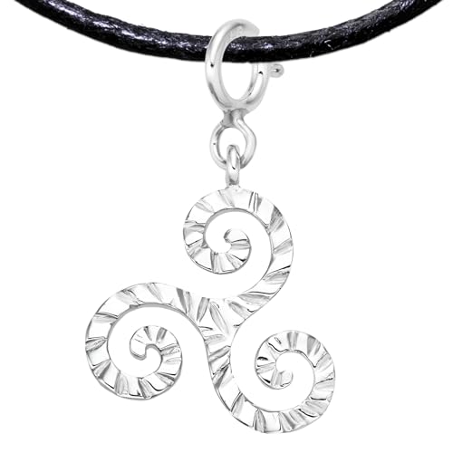 Colgante Triskel Celta de Plata de Ley 925, collar de algodón triskel celta, colgante triskelion, colgante triple espiral, símbolo de tres puntas (plata 925 + chapado en platino, trisprial)
