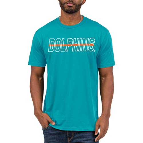 Junk Food Clothing x NFL - Miami Dolphins - Championship Drive - Unisex Adult Short Sleeve Fan T-Shirt for Men and Women - Size Medium