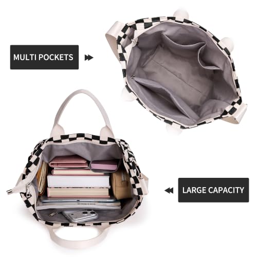 Image of KALIDI Corduroy Tote Bag, Large Slouchy Hobo Messenger Crossbody Bag | Anti Splash Zipper Side Pockets Shoulder Bag Adjustable Strap Lightweight Casual Work Shopping Women