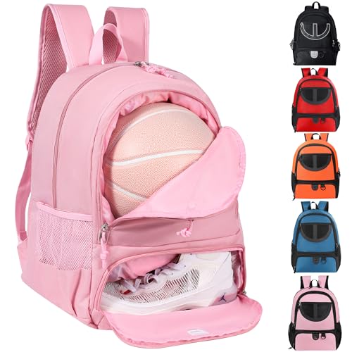TRAILKICKER Basketball Bag Backpack for Women with Ball & Shoes Compartment 30L Capacity Lightweight...
